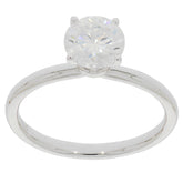 Round white Moissanite ring in sterling silver, featuring a brilliant gemstone design for elegant style.