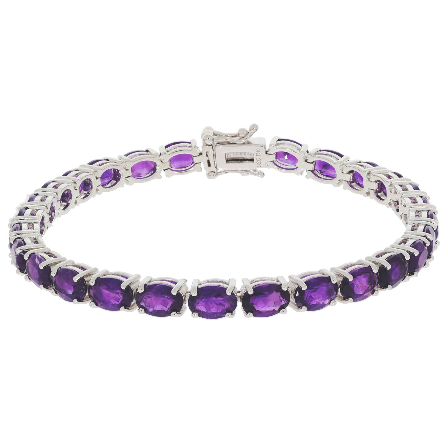 Elegant purple amethyst sterling silver bracelet with sparkling gemstones, perfect for sophisticated style.