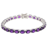 Elegant purple amethyst sterling silver bracelet with sparkling gemstones, perfect for sophisticated style.