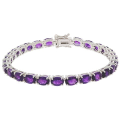 Elegant purple amethyst sterling silver bracelet with sparkling gemstones, perfect for sophisticated style.