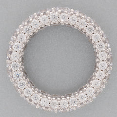 Exquisite white moissanite sterling silver ring with sparkling accents, perfect for elegant occasions.