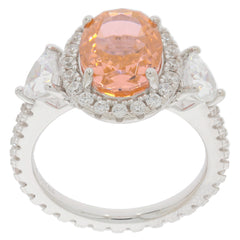 Elegant pink Morganite sterling silver ring with sparkling accents, perfect for any sophisticated jewelry collection.