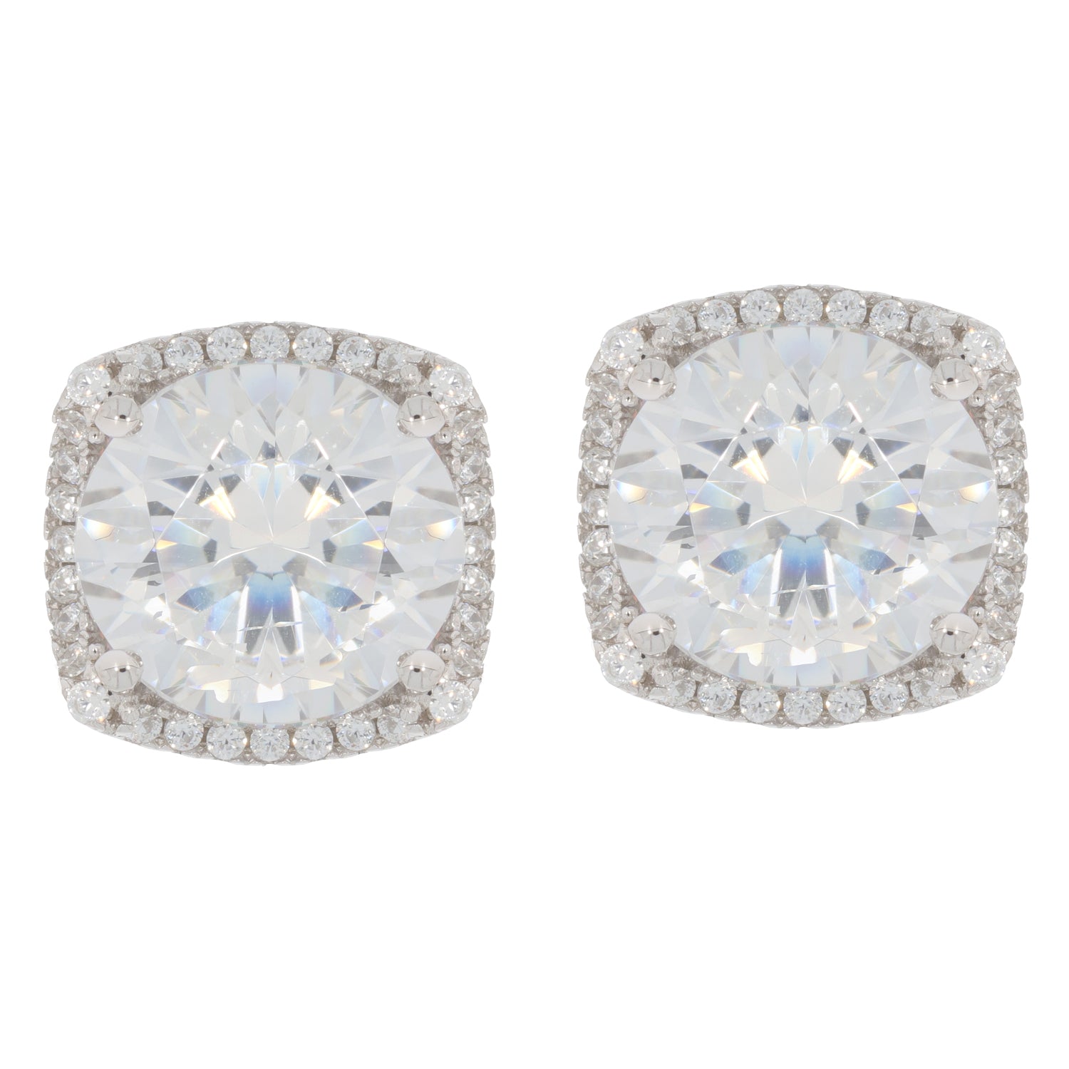 Elegant white Moissanite sterling silver earrings with sparkling gemstone accents.