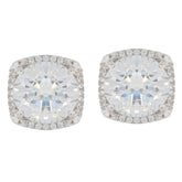 Elegant white Moissanite sterling silver earrings with sparkling gemstone accents.