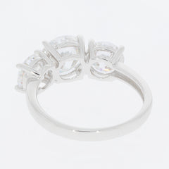 Round white Moissanite sterling silver ring featuring multiple sparkling stones for an elegant look.
