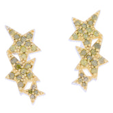 Stylish green diamond sterling silver earrings with star-shaped design, showcasing sparkling gemstones for elegant wear.