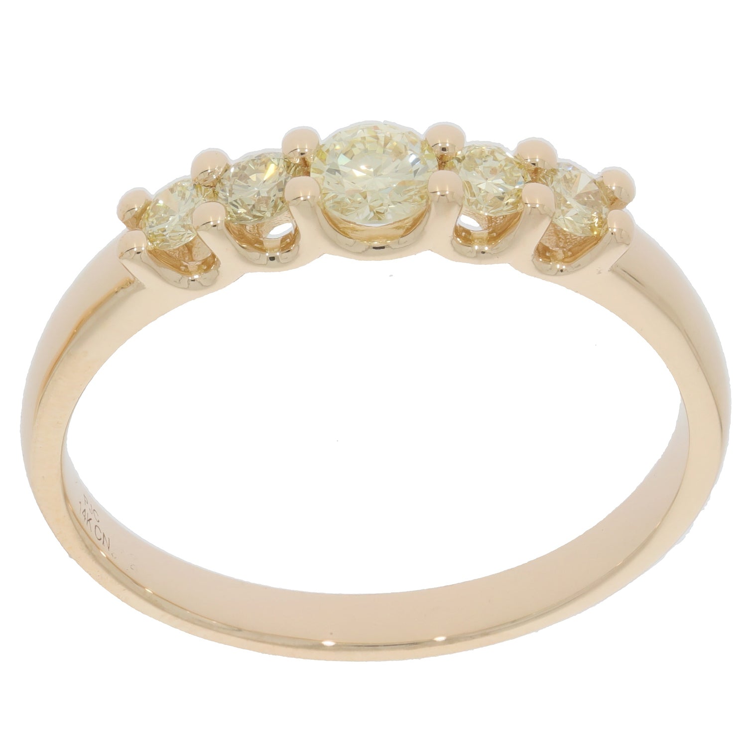Elegant 14K yellow gold ring featuring a round diamond and sparkling accents, perfect for luxurious jewelry collections.