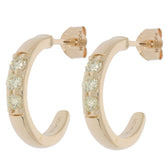 Round green diamond 14K yellow gold earrings featuring sparkling accents for an elegant look.