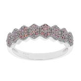 Red diamond sterling silver ring with an elegant design, showcasing sparkling gemstones in a chic setting.