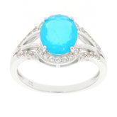 Elegant Blue Opal Sterling Silver Ring with sparkling accent stones for a luxurious style.