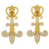 Elegant yellow sapphire and diamond accent sterling silver earrings in a floral design.