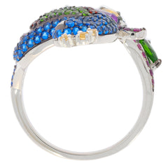Multi Color Sapphire Sterling Silver Ring showcasing vibrant gemstones and elegant design, perfect for adding sophistication.
