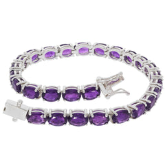 Purple Amethyst Sterling Silver Bracelet featuring elegant gemstones and a secure clasp, perfect for luxury jewelry collections.
