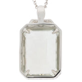 Emerald green amethyst sterling silver pendant featuring a sparkling rectangular gemstone for a luxurious touch.