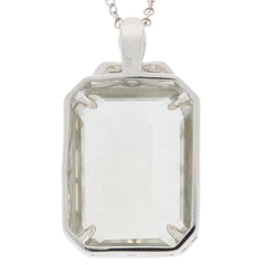 Emerald green amethyst sterling silver pendant featuring a sparkling rectangular gemstone for a luxurious touch.