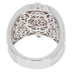 Intricate design of a sterling silver ring showcasing ornate filigree detailing on the inside.