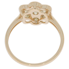 14K yellow gold ring showcasing a round green peridot gemstone, perfect for elegant and sophisticated style.