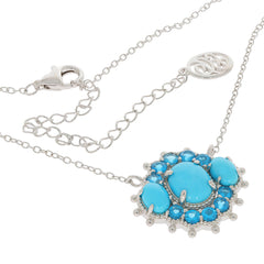 Blue turquoise sterling silver necklace with sparkling gemstone accents, perfect for a sophisticated style.