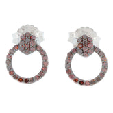 Red diamond sterling silver earrings with sparkling accents, perfect for an elegant and sophisticated look.