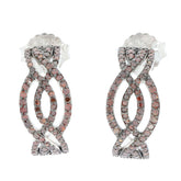 Elegant red diamond sterling silver earrings featuring intricate twisted design and sparkling accents.