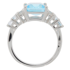 Elegant blue topaz sterling silver ring showcasing a sparkling gemstone and sophisticated design.