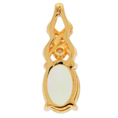 Elegant Green Peridot 14K Yellow Gold Pendant with Diamond Accent, showcasing a sparkling gemstone in a chic design.