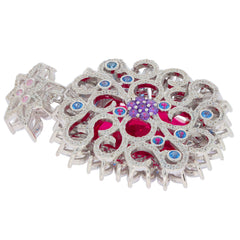 Cushion Red Ruby Sterling Silver Pendant featuring intricate design and sparkling gemstone accents.