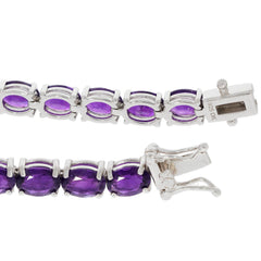 Purple Amethyst Sterling Silver Bracelet showcasing sparkling gemstones in elegant design.