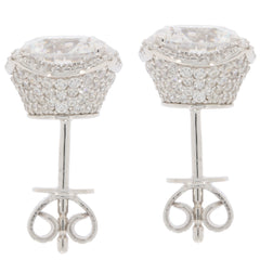 Elegant white Moissanite sterling silver earrings with shimmering accents, showcasing luxury and sophistication.