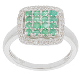Elegant Green Emerald Sterling Silver Ring with multiple gemstones, showcasing luxury and sophistication.