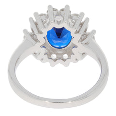 Elegant oval blue sapphire sterling silver ring showcasing a stunning gemstone design, perfect for sophisticated jewelry collections.