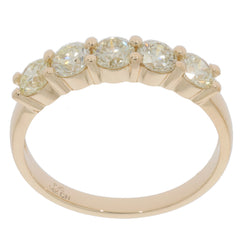 Round gold ring featuring five sparkling diamonds, elegantly set in 14K gold for a luxurious look.