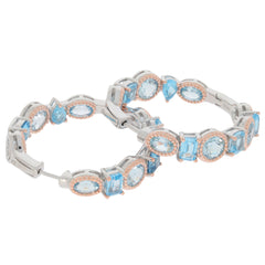 Cushion Blue Aquamarine Sterling Silver Earrings with Accent, elegant gemstone jewelry piece for sophisticated style.