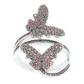 Elegant butterfly ring design crafted in sterling silver with sparkling red diamonds, perfect for adding sophistication to any outfit.