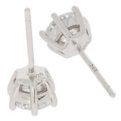 Elegant sterling silver earrings with white diamonds, featuring a classic stud design for timeless sophistication.