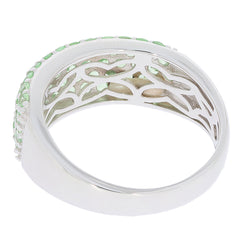 Elegant back view of a green crystal sterling silver ring showcasing intricate detailing and stunning gemstone accents.