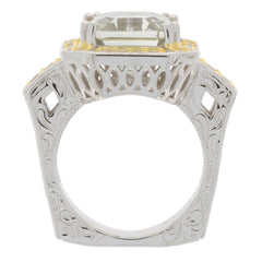 Emerald green amethyst sterling silver ring showcasing intricate design and sparkling gemstone accents.