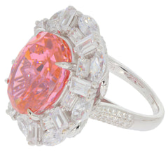Oval orange sapphire sterling silver ring with moissanite accents for elegant style and luxury.