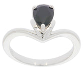 Elegant pear-shaped blue spinel sterling silver ring with a stunning polished finish.