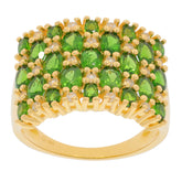 Green Chrome Diopside Sterling Silver Ring showcasing lush green gemstones in an elegant design.