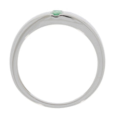 Round green emerald sterling silver ring showcasing a sparkling gemstone accent, perfect for elegant style.