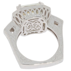 Back view of Emerald Green Amethyst Sterling Silver Ring, showcasing intricate design and elegant craftsmanship.