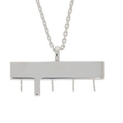 Elegant sterling silver pendant necklace with a unique geometric design, perfect for modern style.