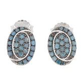 Elegant blue diamond sterling silver earrings with sparkling gemstones, perfect for sophisticated style.