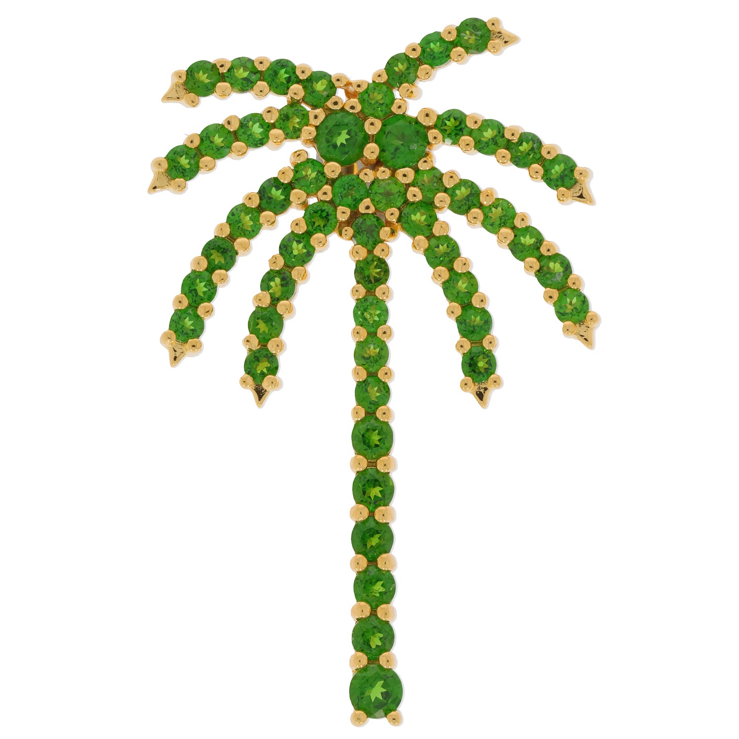 Green Chrome Diopside pendant designed as a palm tree, set in sterling silver, showcasing elegance and luxury.