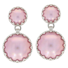 Round pink pearl sterling silver earrings with gemstone accents, showcasing elegance and luxury for sophisticated styles.