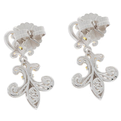 Elegant sterling silver earrings with intricate floral design, perfect for adding a touch of sophistication to any outfit.
