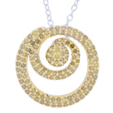 Elegant swirl pendant in sterling silver adorned with shimmering yellow diamonds, perfect for sophisticated style.
