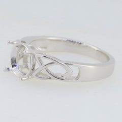 Sterling silver semi mount ring setting with cross shank and infinity Celtic knot design, size 6.5x6.5.