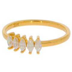 Elegant 22K gold ring featuring five marquise cut gemstones, perfect for adding a touch of luxury and style.